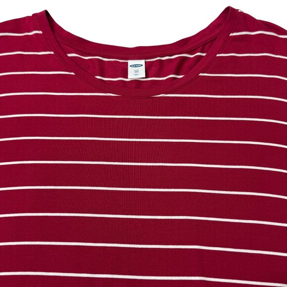 Old Navy Luxe Crew Neck Tunic Top NEW Burgundy Stripe XXL - Picture 3 of 9